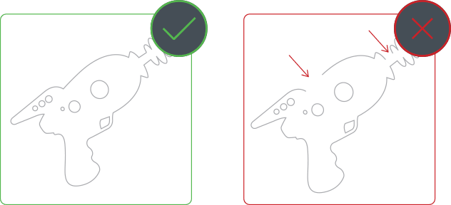 Part designs should not have open contours or overlapping lines