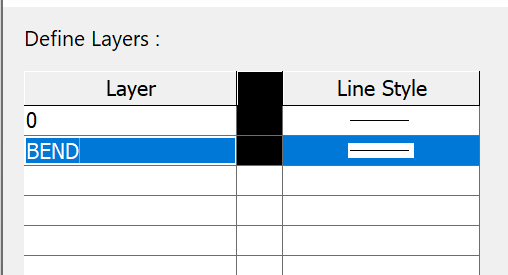 Under Define layers, Add a new layer called bend. 
