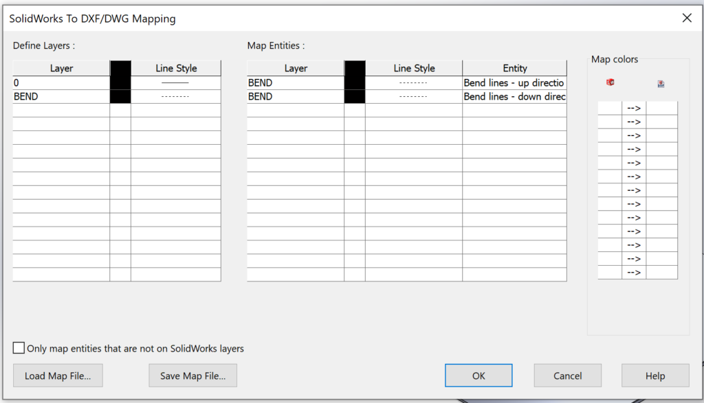 You’ll notice that your entities have been mapped according to SendCutSend’s map file.