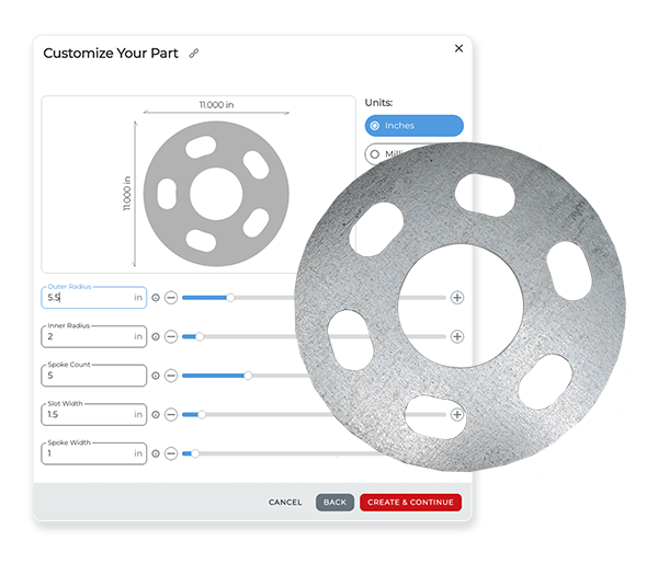 SendCutSend's online part builder