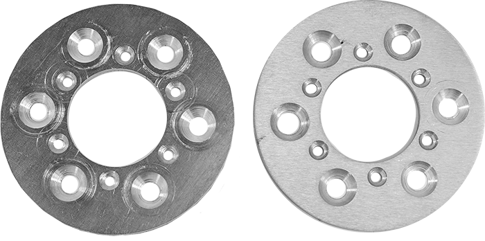 Raw and deburred coutersunk parts