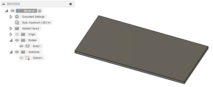 When you create a sheet metal body with the Flange tool, your sketch will be hidden automatically. 
