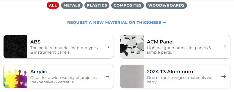Go to our Materials Library to find the material info page and specific properties