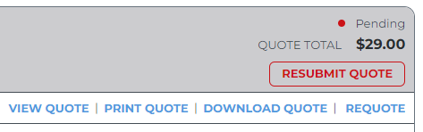 Click Resubmit Quote on expired Formal Quotes to start creating a new Formal Quote.
