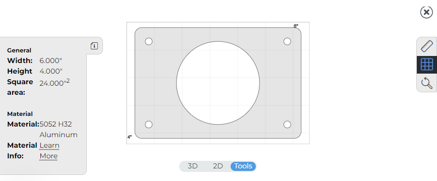 Tools available in the part preview