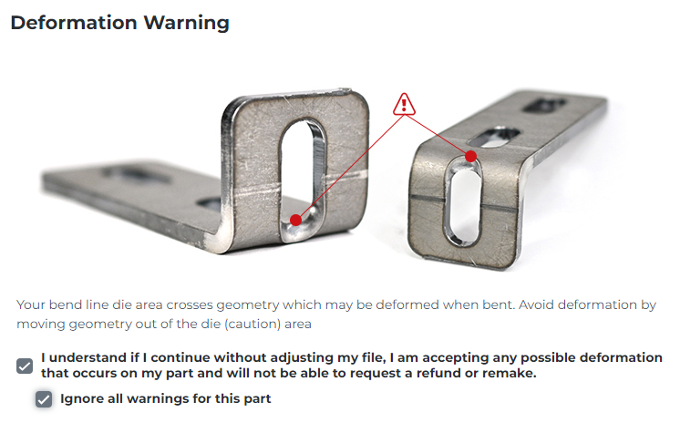 bending deformation warning