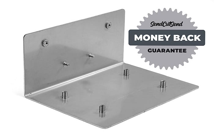 SendCutSend's custom laser cut 304 stainless steel parts come with a money-back guarantee