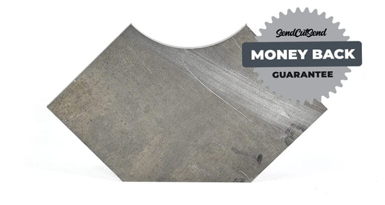 SendCutSend's custom laser cut chromoly steel parts come with a money-back guarantee