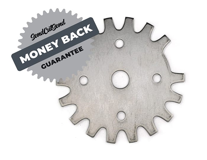 SendCutSend's custom laser cut titanium parts come with a money-back guarantee