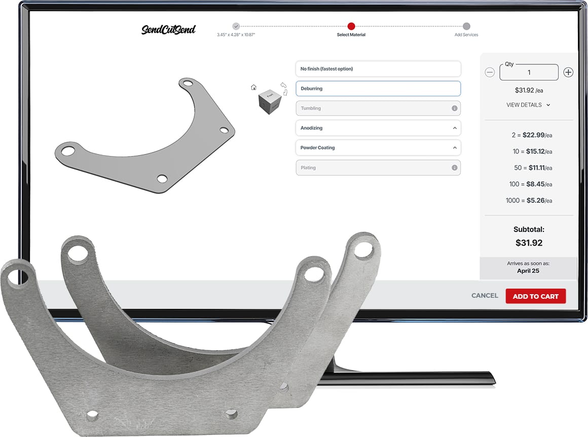 Easily order custom laser cut sheet metal parts with deburring online at SendCutSend