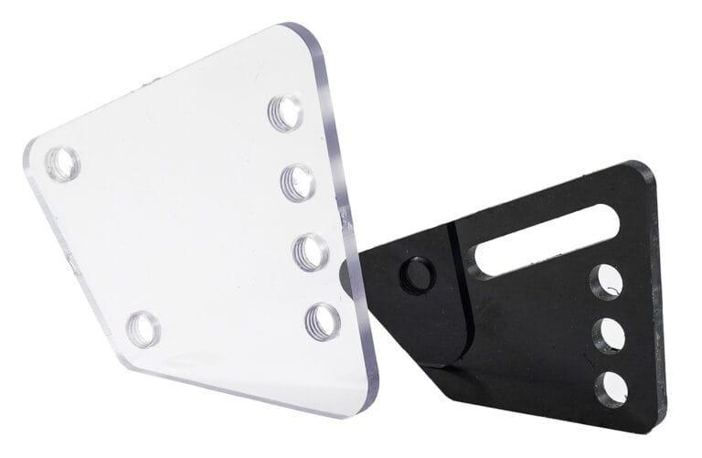 CNC routed polycarbonate parts in black and clear