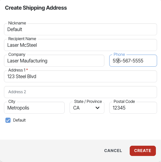 Update your shipping phone number in SendCutSend